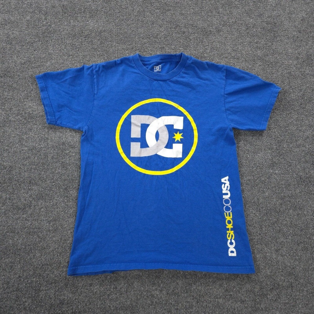 DC Shoes Shirt Mens‎ S Blue Spellout Graphic Casual Skateboarding Skater Biker